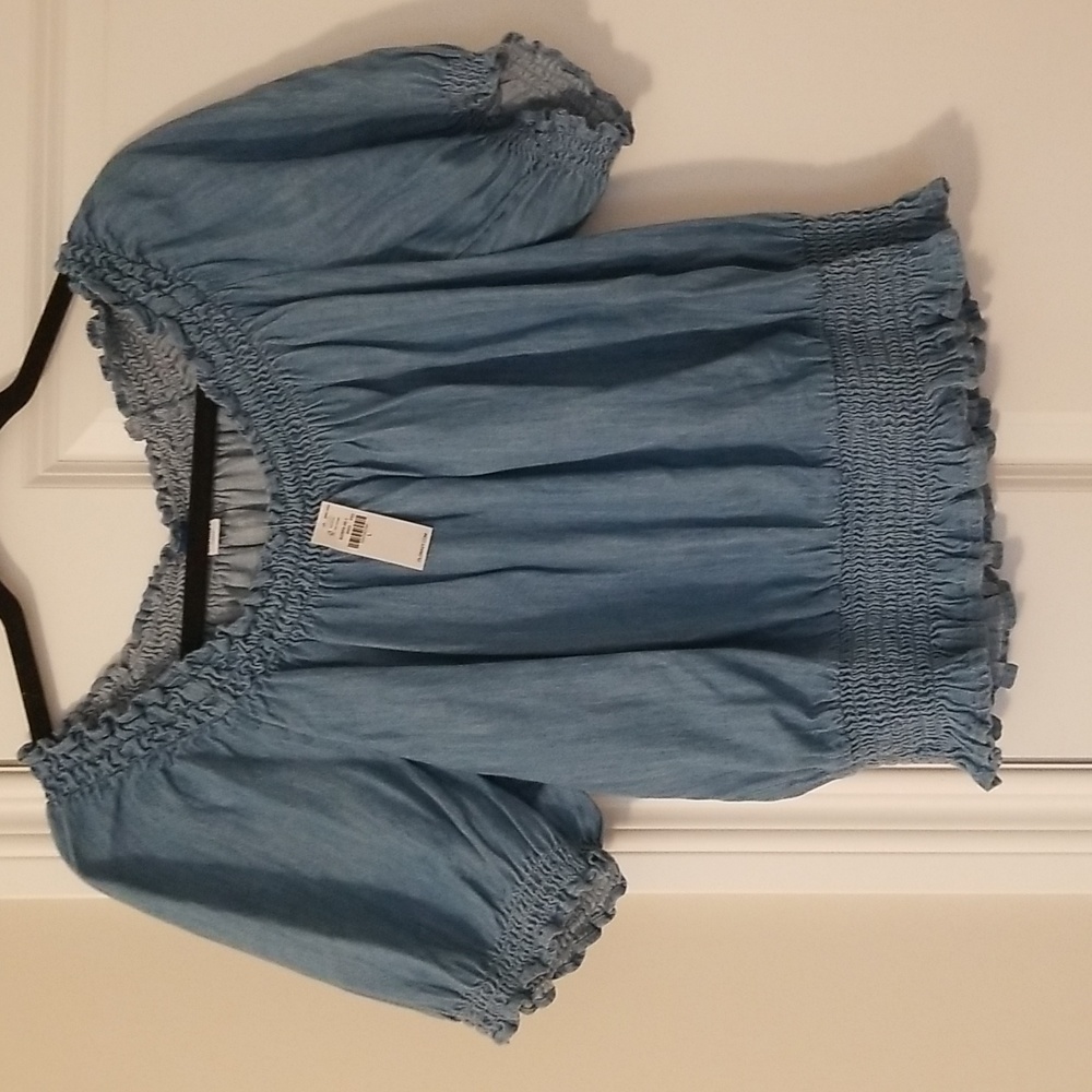 Old Navy Chambray over the shoulder top size Large